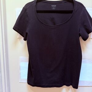 Chico's Classic Cotton Black Short Sleeve Tee